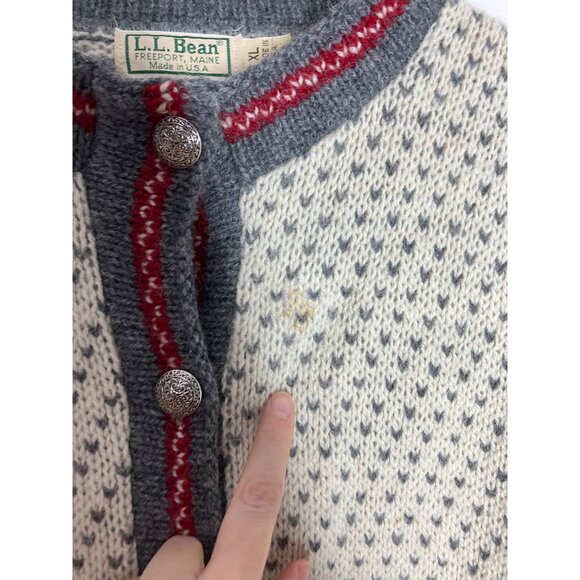 L.L. Bean Womens XL Nordic Wool Cardigan Sweater Button Front FLAWED READ - Picture 5 of 11